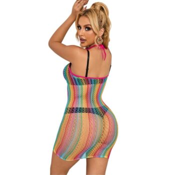 SUBBLIME - 952341 ROBE RÉSEILLE ARC-EN-CIEL TAILLE UNIQUE-SUBBLIME DRESSES-sextoys-lingerie-bdsm-hygiène-sexshop