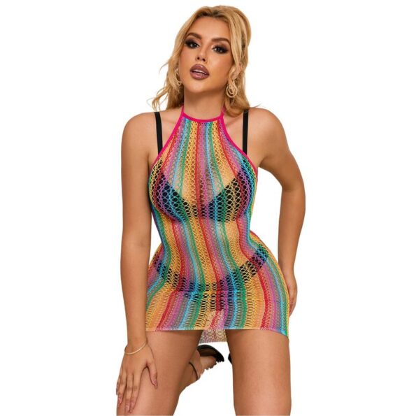 SUBBLIME - 952341 ROBE RÉSEILLE ARC-EN-CIEL TAILLE UNIQUE-SUBBLIME DRESSES-sextoys-lingerie-bdsm-hygiène-sexshop