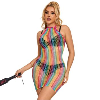 SUBBLIME - 952341 ROBE RÉSEILLE ARC-EN-CIEL TAILLE UNIQUE-SUBBLIME DRESSES-sextoys-lingerie-bdsm-hygiène-sexshop