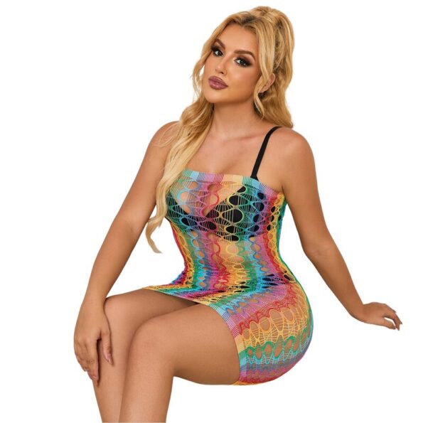 SUBBLIME - 952365 ROBE RÉSEILLE ÉPAULES NUES ARC-EN-CIEL TAILLE UNIQUE-SUBBLIME DRESSES-sextoys-lingerie-bdsm-hygiène-sexshop