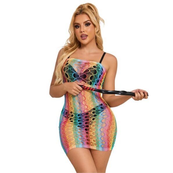 SUBBLIME - 952365 ROBE RÉSEILLE ÉPAULES NUES ARC-EN-CIEL TAILLE UNIQUE-SUBBLIME DRESSES-sextoys-lingerie-bdsm-hygiène-sexshop