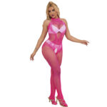 SUBBLIME – 952389 BODYSTOCKING RÉSILLE ET DENTELLE SANS FOURRURE AVEC COL MONTANT ROSE TAILLE UNIQUE