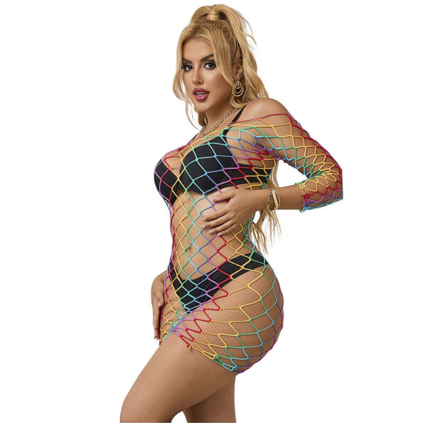 SUBBLIME - 952426 ROBE RÉSILLE MANCHES LONGUES ARC-EN-CIEL TAILLE UNIQUE-SUBBLIME DRESSES-sextoys-lingerie-bdsm-hygiène-sexshop