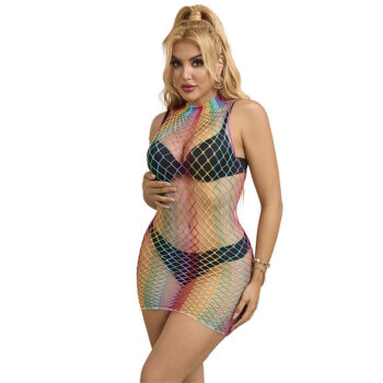 SUBBLIME - 952433 ROBE RÉSILLE SANS MANCHES COL MONTANT ARC-EN-CIEL TAILLE UNIQUE-SUBBLIME DRESSES-sextoys-lingerie-bdsm-hygiène-sexshop