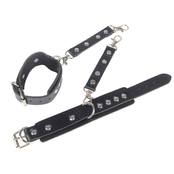 SUBBLIME - 953690 MENOTTES AVEC CEINTURE DE BONDAGE NOIRE TAILLE UNIQUE-SUBBLIME FETISH-sextoys-lingerie-bdsm-hygiène-sexshop