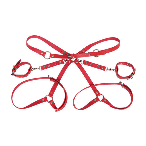 SUBBLIME - 953706 MENOTTES AVEC CEINTURE DE BONDAGE ROUGE TAILLE UNIQUE-SUBBLIME FETISH-sextoys-lingerie-bdsm-hygiène-sexshop