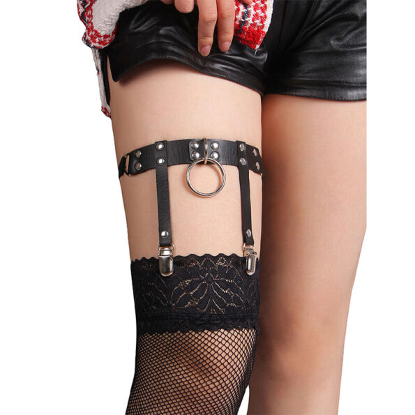SUBBLIME - 953744 JARRETELLE PUNK EN CUIR AJUSTABLE NOIR TAILLE UNIQUE-SUBBLIME FETISH-sextoys-lingerie-bdsm-hygiène-sexshop