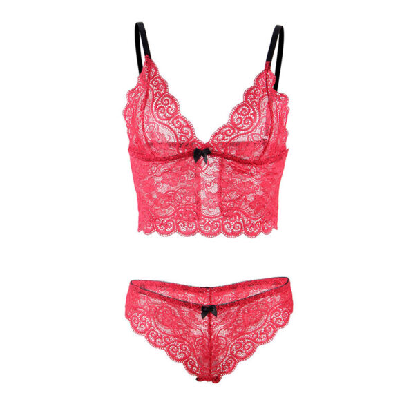 SUBBLIME - 953898 CHEMISIER DE NUIT EN SOIE ET DENTELLE + CULOTTE ROUGE S/M-SUBBLIME SETS-sextoys-lingerie-bdsm-hygiène-sexshop