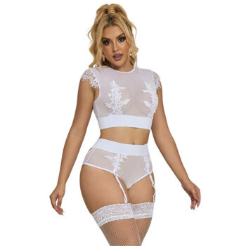 SUBBLIME - 954048 SOUTIEN-GORGE + CULOTTE AVEC PORTE-JARRETELLES BLANC L/XL-SUBBLIME SETS-sextoys-lingerie-bdsm-hygiène-sexshop