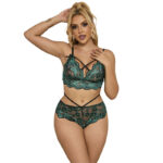 SUBBLIME - 954086 SOUTIEN-GORGE + CULOTTE DENTELLE VERT S/M-SUBBLIME SETS-sextoys-lingerie-bdsm-hygiène-sexshop