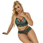SUBBLIME – 954086 SOUTIEN-GORGE + CULOTTE DENTELLE VERT S/M