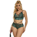 SUBBLIME – 954086 SOUTIEN-GORGE + CULOTTE DENTELLE VERT S/M