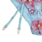SUBBLIME – 954109 SOUTIEN-GORGE + CULOTTE AVEC PORTE-JARRETELLES MOTIF FLORAL BLEU S/M