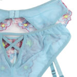 SUBBLIME – 954109 SOUTIEN-GORGE + CULOTTE AVEC PORTE-JARRETELLES MOTIF FLORAL BLEU S/M
