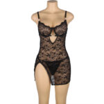 SUBBLIME – 954185 BABYDOLL EN DENTELLE À BRETELLES RÉGLABLES NOIRE S/M