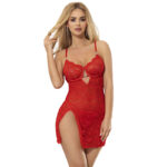 SUBBLIME – 954208 BABYDOLL EN DENTELLE À BRETELLES RÉGLABLES ROUGE S/M