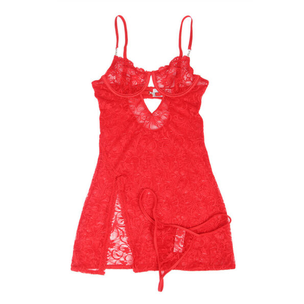 SUBBLIME - 954208 BABYDOLL EN DENTELLE À BRETELLES RÉGLABLES ROUGE S/M-SUBBLIME BABYDOLLS-sextoys-lingerie-bdsm-hygiène-sexshop