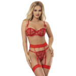 SUBBLIME - 954321 SOUTIEN-GORGE + STRING + PORTE-JARRETELLES IMPRIMÉ COEUR ROUGE S/M-SUBBLIME SETS-sextoys-lingerie-bdsm-hygiène-sexshop