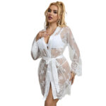 SUBBLIME – 954369 CHEMISE DE NUIT À MANCHES LONGUES À MOTIF FLORAL BLANC S/M