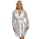 SUBBLIME – 954369 CHEMISE DE NUIT À MANCHES LONGUES À MOTIF FLORAL BLANC S/M