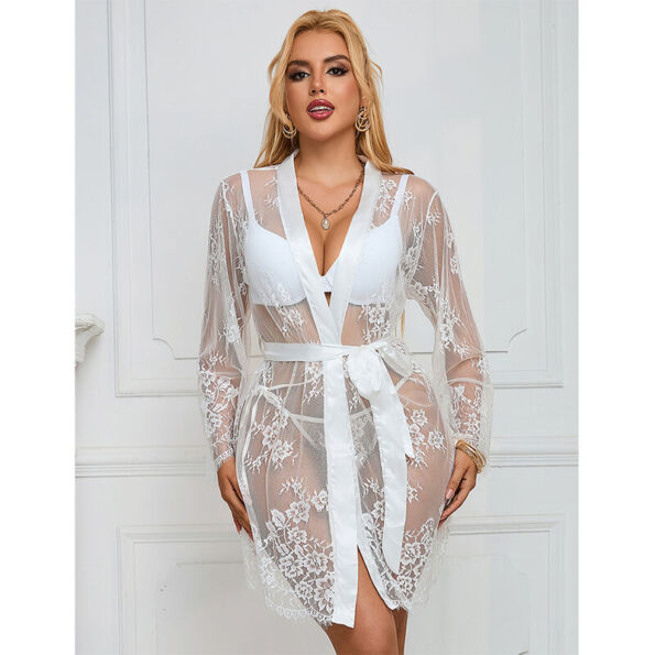 SUBBLIME - 954376 CHEMISE DE NUIT À MANCHES LONGUES À MOTIF FLORAL BLANC L/XL-SUBBLIME BABYDOLLS-sextoys-lingerie-bdsm-hygiène-sexshop