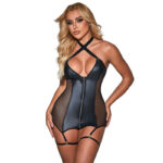 SUBBLIME - 954451 ROBE SEXY EN MAILLE CUIR NOIR L/XL-SUBBLIME DRESSES-sextoys-lingerie-bdsm-hygiène-sexshop