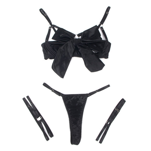 SUBBLIME - 955199 ENSEMBLE SOUTIEN-GORGE AVEC NŒUD NOIR RÉGLABLE S/M-SUBBLIME SETS-sextoys-lingerie-bdsm-hygiène-sexshop