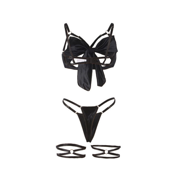 SUBBLIME - 955199 ENSEMBLE SOUTIEN-GORGE AVEC NŒUD NOIR RÉGLABLE S/M-SUBBLIME SETS-sextoys-lingerie-bdsm-hygiène-sexshop