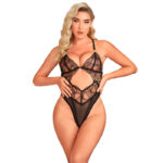 SUBBLIME – 955229 BODY TRANSPARENT AVEC DENTELLE CREUSE NOIR L/XL