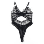 SUBBLIME – 955229 BODY TRANSPARENT AVEC DENTELLE CREUSE NOIR L/XL