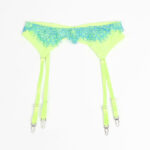 SUBBLIME – 955311 ENSEMBLE SOUTIEN-GORGE AVEC LIGNES DENTELLE ET JARRETELLE VERT ET BLEU S/M