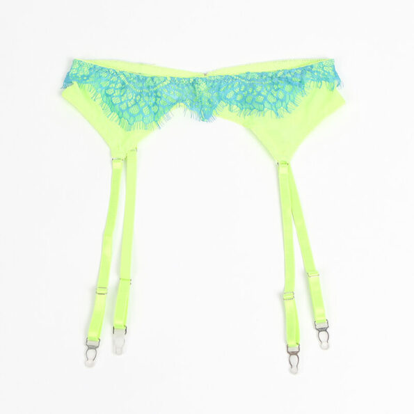 SUBBLIME - 955311 ENSEMBLE SOUTIEN-GORGE AVEC LIGNES DENTELLE ET JARRETELLE VERT ET BLEU S/M-SUBBLIME SETS-sextoys-lingerie-bdsm-hygiène-sexshop