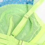 SUBBLIME – 955311 ENSEMBLE SOUTIEN-GORGE AVEC LIGNES DENTELLE ET JARRETELLE VERT ET BLEU S/M