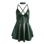 SUBBLIME – 955434 ROBE À BRETELLES EN CUIR VERT S/M