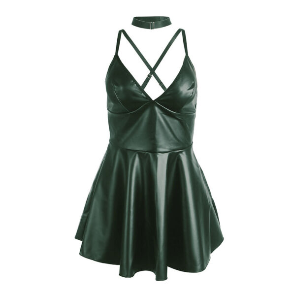 SUBBLIME - 955434 ROBE À BRETELLES EN CUIR VERT S/M-SUBBLIME DRESSES-sextoys-lingerie-bdsm-hygiène-sexshop