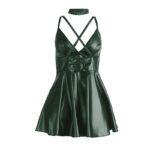 SUBBLIME – 955434 ROBE À BRETELLES EN CUIR VERT S/M
