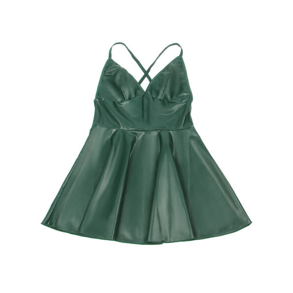 SUBBLIME - 955434 ROBE À BRETELLES EN CUIR VERT S/M-SUBBLIME DRESSES-sextoys-lingerie-bdsm-hygiène-sexshop