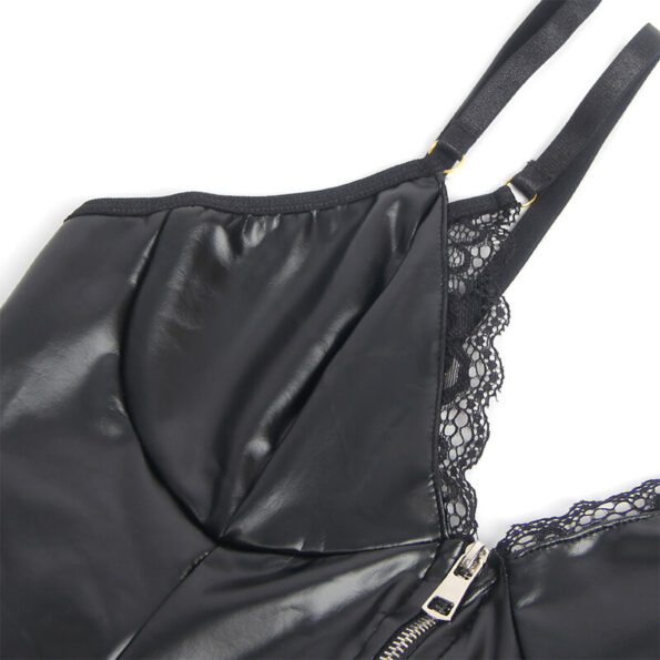 SUBBLIME - 955458 BODY FERMETURE ÉCLAIR EN CUIR NOIR S/M-SUBBLIME BODIES-sextoys-lingerie-bdsm-hygiène-sexshop