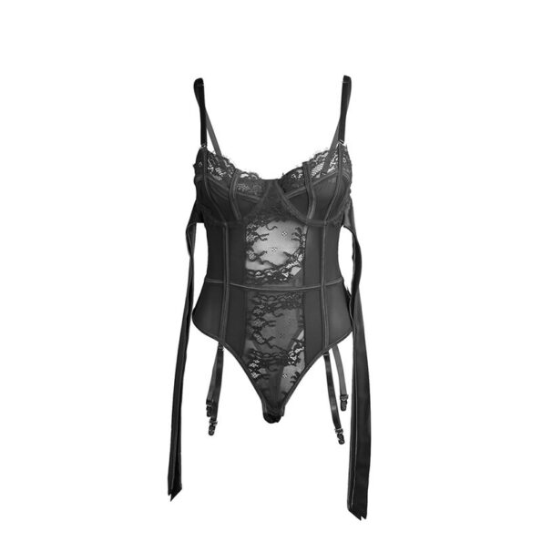 SUBBLIME - 955496 BODY EN DENTELLE AVEC NŒUDS ET JARRETELLES NOIR S/M-SUBBLIME BODIES-sextoys-lingerie-bdsm-hygiène-sexshop