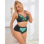SUBBLIME – 955557 ENSEMBLE SOUTIEN-GORGE EN CUIR VERNI VERT AVEC FERMETURE ÉCLAIR S/M