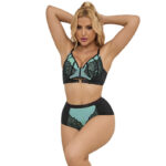 SUBBLIME - 955557 ENSEMBLE SOUTIEN-GORGE EN CUIR VERNI VERT AVEC FERMETURE ÉCLAIR S/M-SUBBLIME SETS-sextoys-lingerie-bdsm-hygiène-sexshop