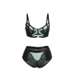 SUBBLIME – 955557 ENSEMBLE SOUTIEN-GORGE EN CUIR VERNI VERT AVEC FERMETURE ÉCLAIR S/M