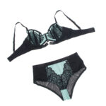 SUBBLIME – 955557 ENSEMBLE SOUTIEN-GORGE EN CUIR VERNI VERT AVEC FERMETURE ÉCLAIR S/M