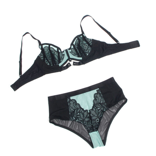 SUBBLIME - 955557 ENSEMBLE SOUTIEN-GORGE EN CUIR VERNI VERT AVEC FERMETURE ÉCLAIR S/M-SUBBLIME SETS-sextoys-lingerie-bdsm-hygiène-sexshop
