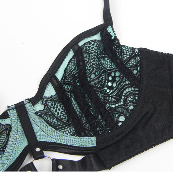 SUBBLIME - 955557 ENSEMBLE SOUTIEN-GORGE EN CUIR VERNI VERT AVEC FERMETURE ÉCLAIR S/M-SUBBLIME SETS-sextoys-lingerie-bdsm-hygiène-sexshop