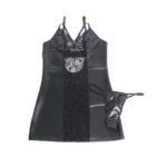 SUBBLIME – 957520 ROBE EN CUIR AVEC DENTELLE FLORALE NOIRE S/M