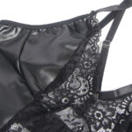 SUBBLIME – 957520 ROBE EN CUIR AVEC DENTELLE FLORALE NOIRE S/M