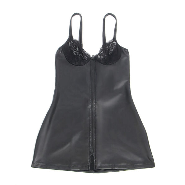 SUBBLIME - 957575 ROBE ZIPPÉE EN CUIR NOIR L/XL-SUBBLIME DRESSES-sextoys-lingerie-bdsm-hygiène-sexshop