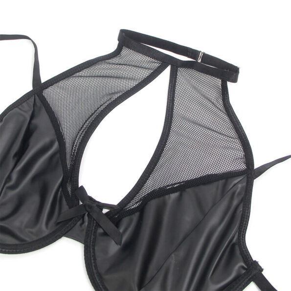 SUBBLIME - 957582 ENSEMBLE SOUTIEN-GORGE ET JUPE EN CUIR NOIR S/M-SUBBLIME SETS-sextoys-lingerie-bdsm-hygiène-sexshop
