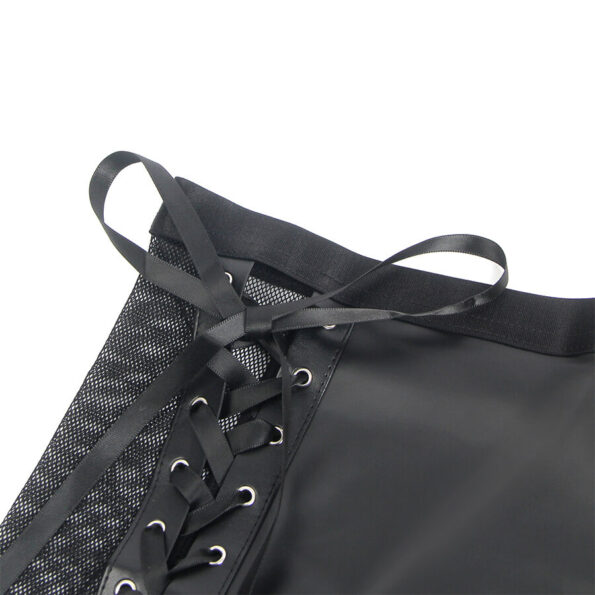SUBBLIME - 957582 ENSEMBLE SOUTIEN-GORGE ET JUPE EN CUIR NOIR S/M-SUBBLIME SETS-sextoys-lingerie-bdsm-hygiène-sexshop
